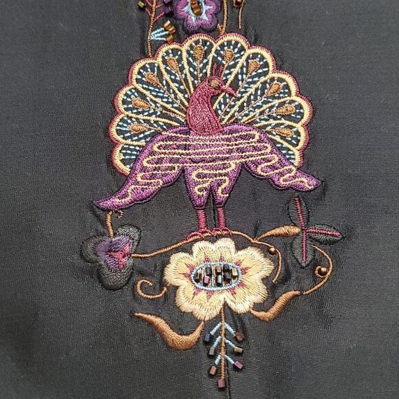 Dana Buchman, black 2 pcs suit, size 6 beautiful bead work. silk, Top med. - Picture 7 of 17